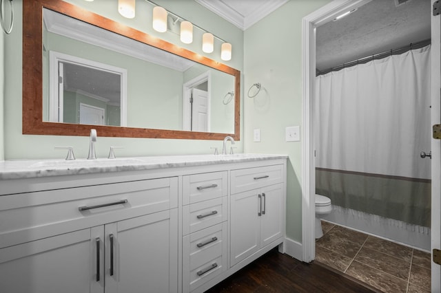 1829 Apple Valley Cir, Nashville, TN 37207 - full bathroom with toilet, curtained shower, a sink, ornamental molding, and double vanity
