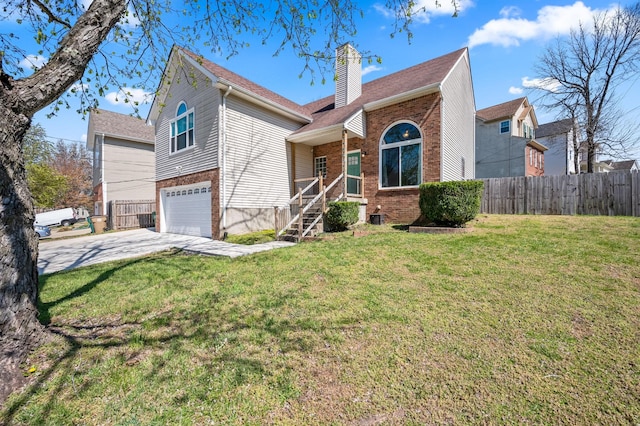 1829 Apple Valley Cir, Nashville, TN 37207 - view of front of property with an attached garage, brick siding, fence, and driveway