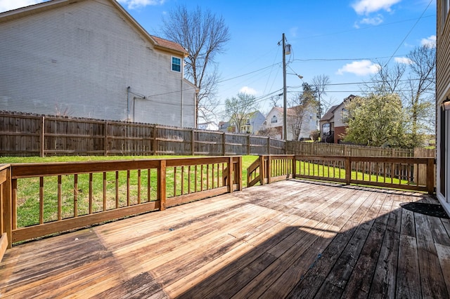 1829 Apple Valley Cir, Nashville, TN 37207 - wooden terrace featuring a fenced backyard, a yard, and a residential view