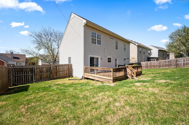 1829 Apple Valley Cir, Nashville, TN 37207 - back of house featuring a fenced backyard, a residential view, a yard, and a wooden deck