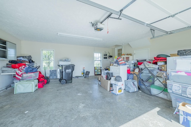 garage with a garage door opener