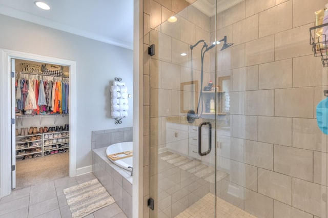 127 Waters Hill Cir, Lebanon, TN 37087 - full bath with a stall shower, tile patterned floors, a bath, and a spacious closet