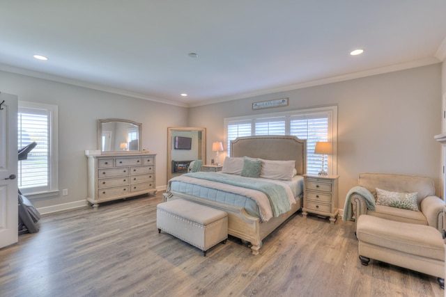 127 Waters Hill Cir, Lebanon, TN 37087 - bedroom featuring baseboards, ornamental molding, wood finished floors, and recessed lighting