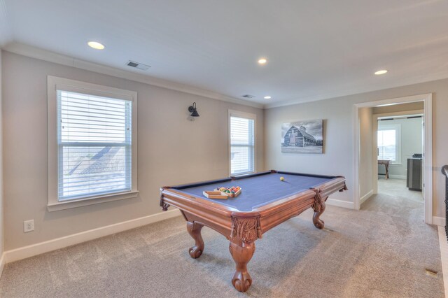 127 Waters Hill Cir, Lebanon, TN 37087 - rec room with billiards, baseboards, light colored carpet, and visible vents