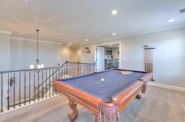 127 Waters Hill Cir, Lebanon, TN 37087 - recreation room with baseboards, crown molding, recessed lighting, and a chandelier