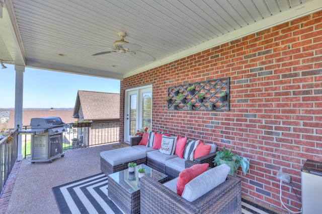 127 Waters Hill Cir, Lebanon, TN 37087 - view of patio with outdoor lounge area, grilling area, and a ceiling fan