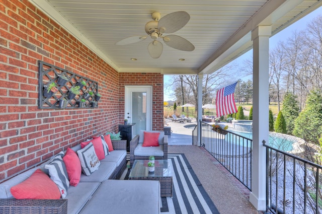 127 Waters Hill Cir, Lebanon, TN 37087 - view of patio / terrace featuring outdoor lounge area and ceiling fan