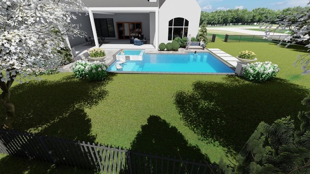 8115 Devens Dr, Brentwood, TN 37027 - view of pool featuring a fenced in pool, fence, and a patio