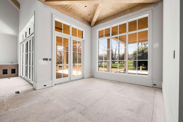 8115 Devens Dr, Brentwood, TN 37027 - interior space featuring wooden ceiling, french doors, and beamed ceiling