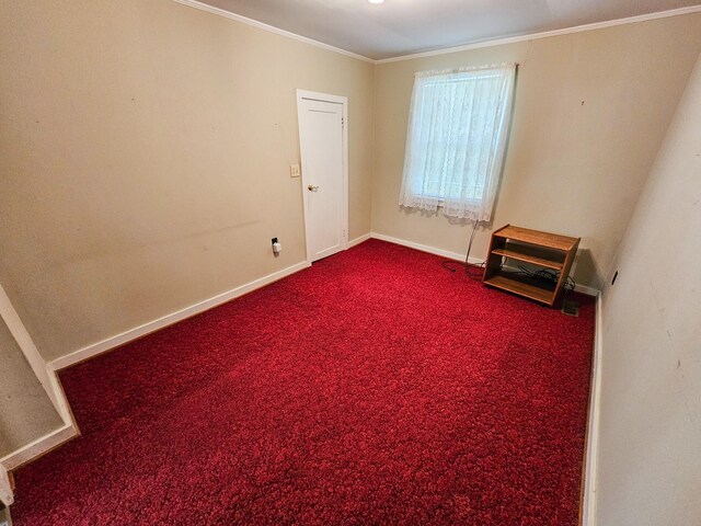 101 Church St, Wartrace, TN 37183 - spare room with ornamental molding, baseboards, and dark colored carpet