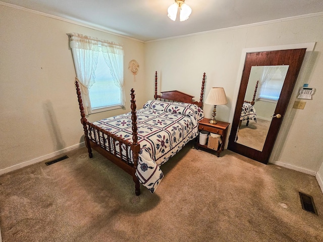 101 Church St, Wartrace, TN 37183 - bedroom featuring carpet, visible vents, baseboards, and crown molding