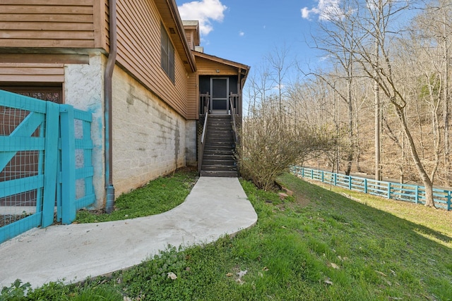 3755 Bear Hollow Rd, Joelton, TN 37080 - exterior space with fence, stairway, and a yard