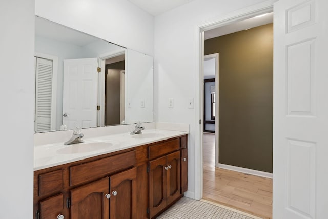 3755 Bear Hollow Rd, Joelton, TN 37080 - bathroom with double vanity, baseboards, a sink, and tile patterned flooring
