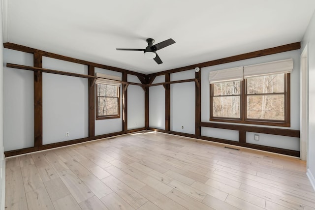 3755 Bear Hollow Rd, Joelton, TN 37080 - empty room featuring light wood-type flooring, visible vents, and a ceiling fan