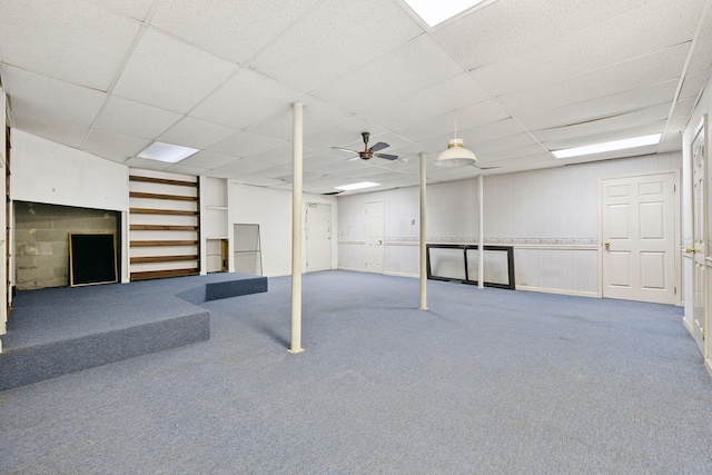 3755 Bear Hollow Rd, Joelton, TN 37080 - finished below grade area with ceiling fan, carpet, and a drop ceiling