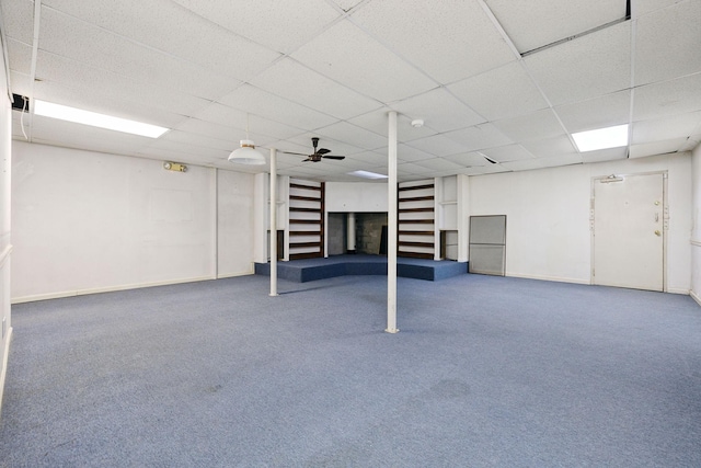 3755 Bear Hollow Rd, Joelton, TN 37080 - finished below grade area with a drop ceiling, carpet flooring, and baseboards