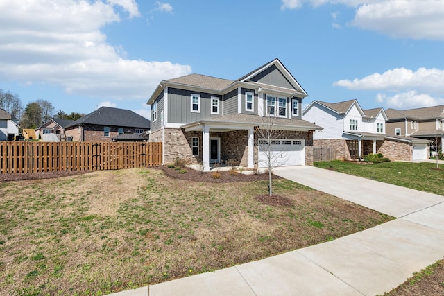 7403 Hemen Way, Fairview, TN 37062 - traditional-style home featuring fence, an attached garage, concrete driveway, a front yard, and board and batten siding