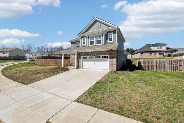 7403 Hemen Way, Fairview, TN 37062 - craftsman house featuring driveway, an attached garage, fence, and board and batten siding