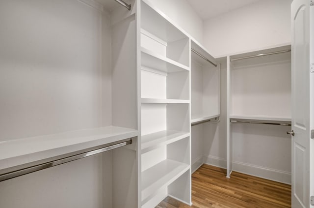 walk in closet featuring wood finished floors