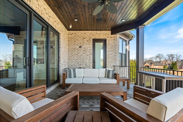 1428 Boardwalk Pl, Gallatin, TN 37066 - balcony featuring an outdoor living space and a ceiling fan