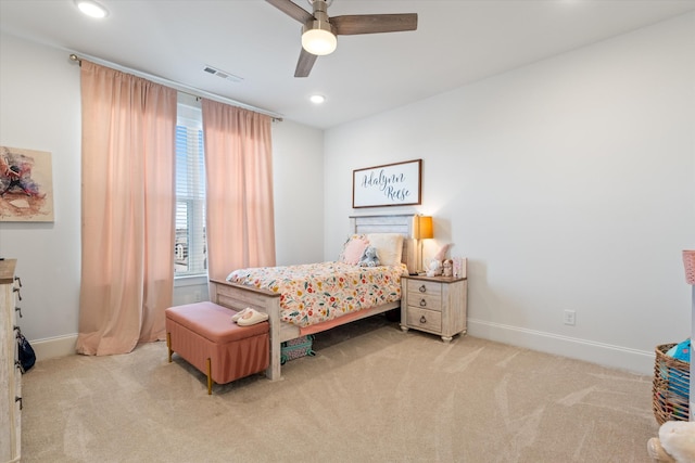 1428 Boardwalk Pl, Gallatin, TN 37066 - carpeted bedroom with a ceiling fan, recessed lighting, baseboards, and visible vents