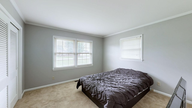 411 Whaley St, Smithville, TN 37166 - carpeted bedroom featuring crown molding, baseboards, and a closet