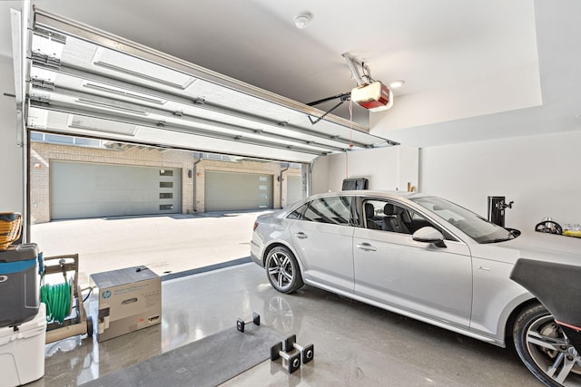 garage with a garage door opener
