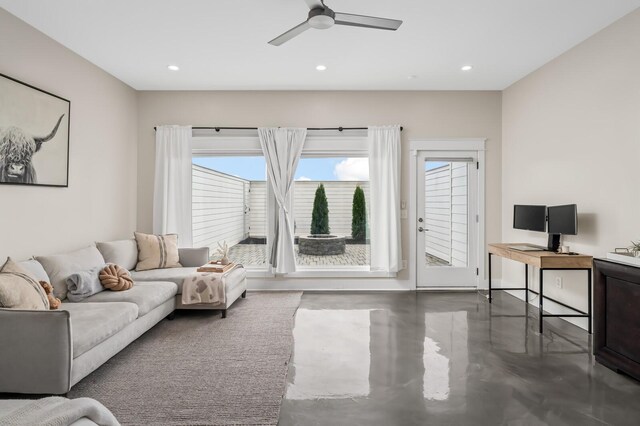 3118 Trevor St, Nashville, TN 37209 - living room with recessed lighting, a ceiling fan, and a healthy amount of sunlight