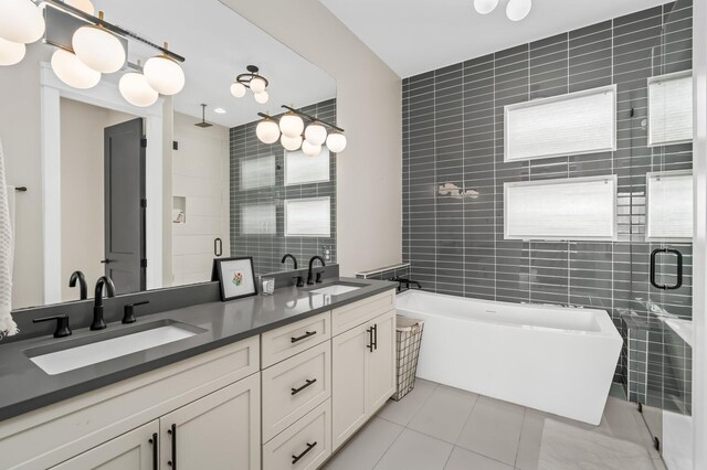 3118 Trevor St, Nashville, TN 37209 - full bath with tile walls, a sink, and a stall shower
