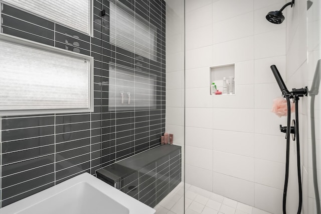3118 Trevor St, Nashville, TN 37209 - bathroom featuring tiled shower and tile walls