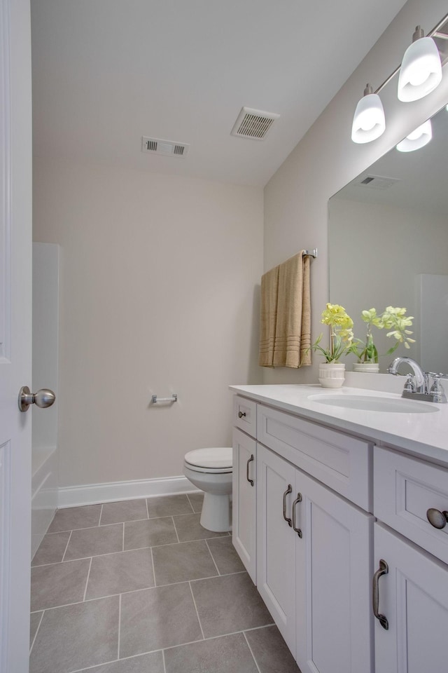 3021 Fanshaw Rd, Smyrna, TN 37167 - bathroom featuring visible vents, tile patterned flooring, vanity, and toilet