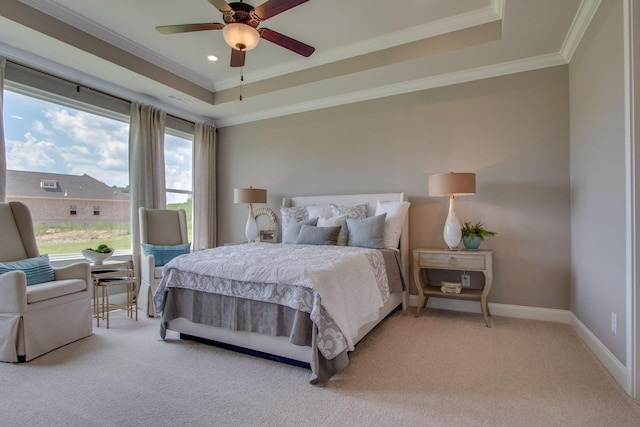 3021 Fanshaw Rd, Smyrna, TN 37167 - carpeted bedroom featuring recessed lighting, a tray ceiling, visible vents, crown molding, and baseboards