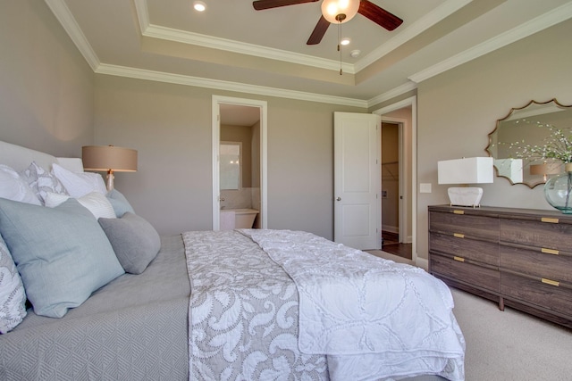 3021 Fanshaw Rd, Smyrna, TN 37167 - bedroom with ornamental molding, a tray ceiling, and carpet