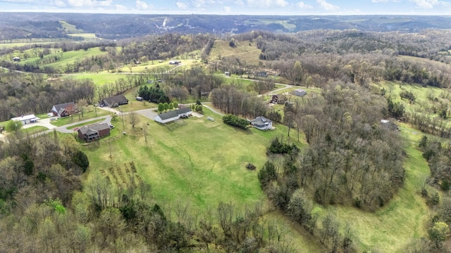 birds eye view of property featuring a rural view