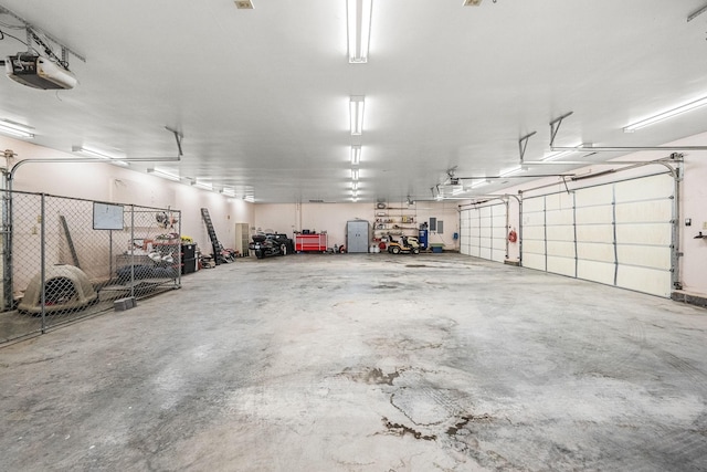 garage with a garage door opener