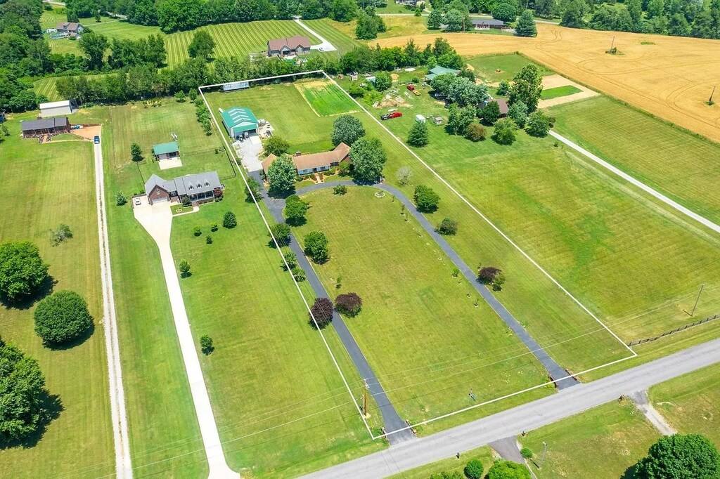 aerial view with a rural view