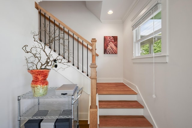 5311 Tennessee Ave Unit A, Nashville, TN 37209 - stairs with ornamental molding, baseboards, and recessed lighting