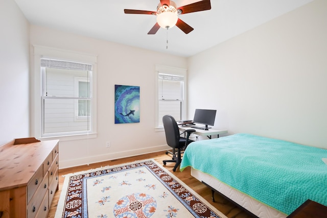 5311 Tennessee Ave Unit A, Nashville, TN 37209 - bedroom with a ceiling fan, light wood-style floors, and baseboards