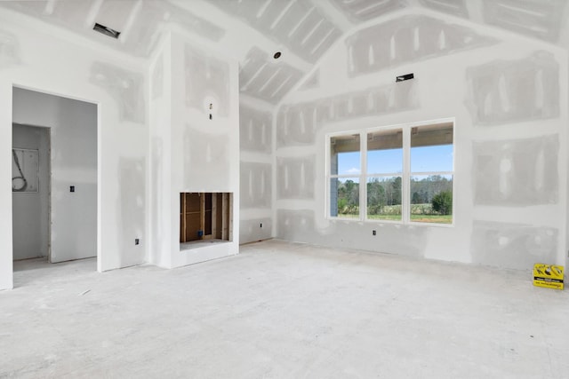 350 Butterfly Cove Trl, Decatur, TN 37322 - unfurnished living room with vaulted ceiling