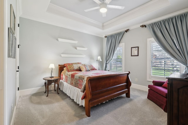 1194 Meadow Bridge Ln, Arrington, TN 37014 - carpeted bedroom with a tray ceiling, baseboards, and crown molding
