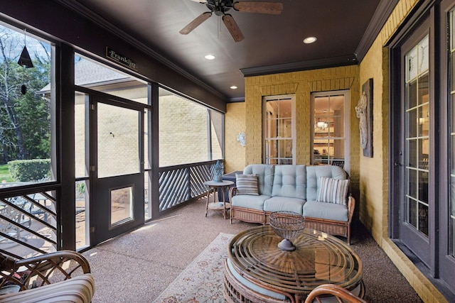 1194 Meadow Bridge Ln, Arrington, TN 37014 - sunroom with an outdoor living space and ceiling fan