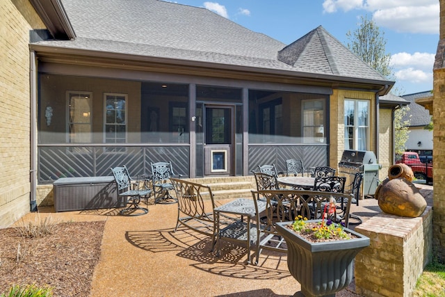 1194 Meadow Bridge Ln, Arrington, TN 37014 - view of patio with a sunroom, a grill, and outdoor dining space