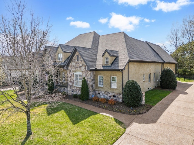 1194 Meadow Bridge Ln, Arrington, TN 37014 - view of front of home featuring stone siding, a front yard, and crawl space