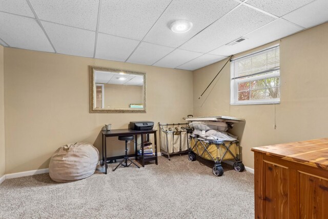 740 Acorn Dr, Clarksville, TN 37043 - interior space with a drop ceiling, carpet floors, baseboards, and visible vents