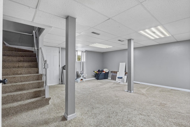 740 Acorn Dr, Clarksville, TN 37043 - basement featuring baseboards, stairs, and carpet