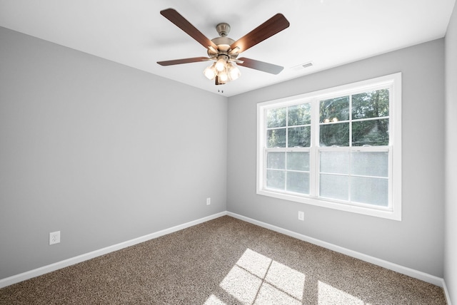 837 Cumberland Dr, Clarksville, TN 37040 - empty room with baseboards, ceiling fan, carpet floors, and visible vents