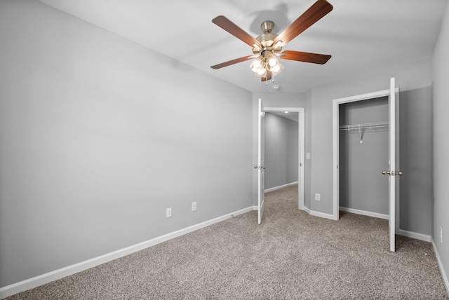 837 Cumberland Dr, Clarksville, TN 37040 - unfurnished bedroom featuring carpet floors, baseboards, a closet, and ceiling fan