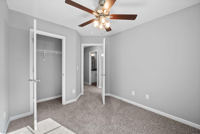 837 Cumberland Dr, Clarksville, TN 37040 - unfurnished bedroom featuring baseboards, a ceiling fan, carpet, and a closet
