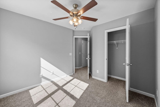 837 Cumberland Dr, Clarksville, TN 37040 - unfurnished bedroom with carpet flooring, a ceiling fan, baseboards, and a closet