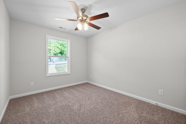 839 Cumberland Dr, Clarksville, TN 37040 - unfurnished room with carpet floors, baseboards, visible vents, and ceiling fan